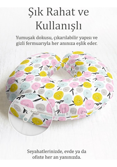 Pastel Çiçek Desenli Ergonomik Boyun Yastığı - Renkli Modern Tasarım Yumuşak Seyahat Yastığı Doygun Taş Gül Pembesi Pastel Çiçek Desenli Ergonomik Boyun Yastığı - Renkli Modern Tasarım Yumuşak Seyahat Yastığı Doygun Taş Gül Pembesi
