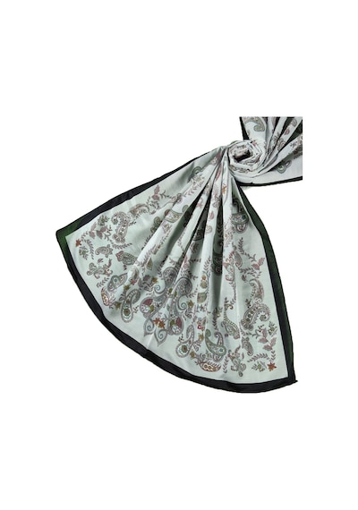 Mim Eşarp Enba Etnik Desenli Soft Pamuklu Şal 75x190 Cm Açık Gri - Siyah
