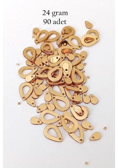 Oya Abiye Bileklik Kolye Pleksi Metalik Plastik Pul Altın Renk 24 Gram 90 Adet - Bnc556