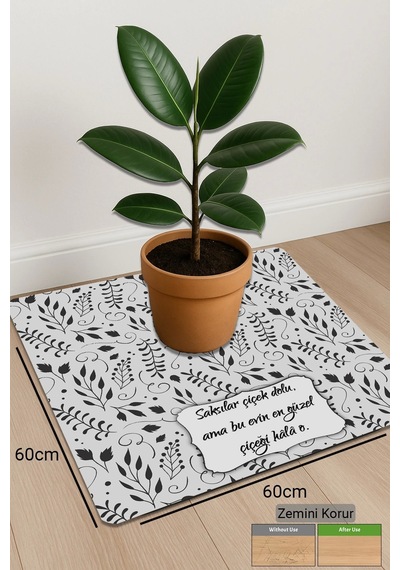 Valerine Life Çiçek Saksı Matı Salon Balkon Bitkileri Zemin Koruyucu Kaymaz Saksı Altlığı 60x60cm 27