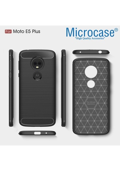 Motorola Moto E5 Plus Brushed Carbon Fiber Silikon Tpu Kilif +Cam 266285087 - Seçenek / Cam Koruma-Cam Istemiyorum