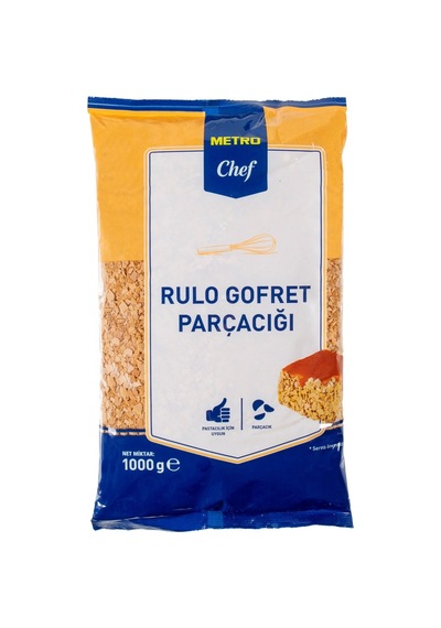 Metro Chef Rulo Gofret Parçacığı 1 Kg - Pastacılık İçin İdeal 2'li Ekonomik Paket - 2 Adet Tarı