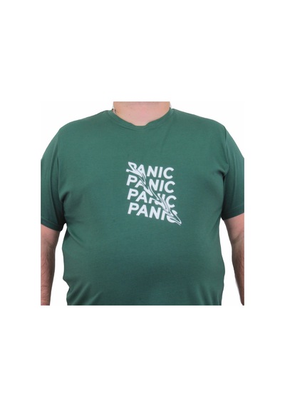 Moc Grande Mocgrande Erkek Büyük Beden Sıfır Yaka Tişört Panic 24135 Neftı-Neftı Yeşil