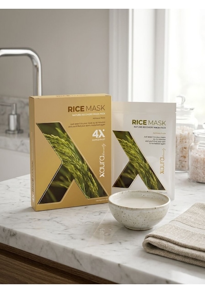 Xaura Beauty Rice Mask Doğal Pirinç Özlü Aydınlatıcı Kağıt Yüz Maskesi 4'lü Paket