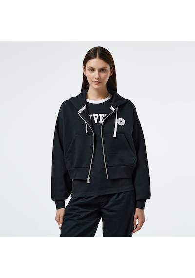 Converse Retro Full-zip Kadın Siyah Eşofman Üstü