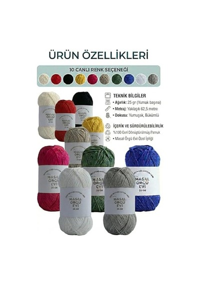 25 Gram Mini Cotton Serisi%100 Pamuk Örgü İpi 10 Renk Punch Ve Amigurumi İpi