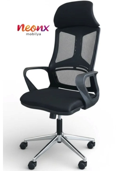 Neonx Arya Başlıklı Çalışma Koltuğu Ofis Koltuğu Başlıklı Personel Koltuğu Siyah