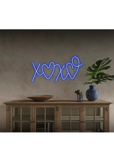 Xoxo Yazılı Ve Şekilli Neon Tabela Mavi