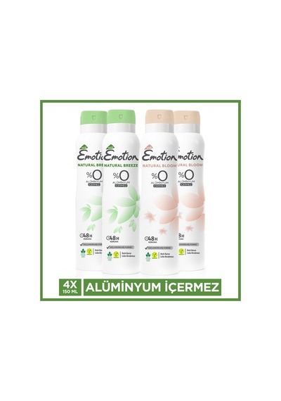 Emotion Natural Breeze & Natural Bloom Kadın Deodorant 4x150 Ml