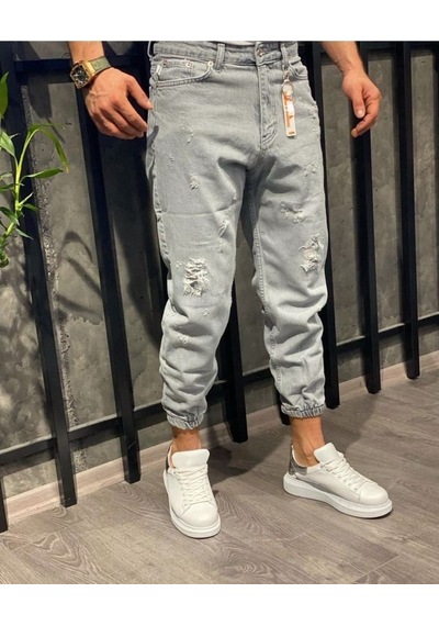 Erkek Paçası Lastikli Boyfriend Kot Jogger Pantolon (491079794)