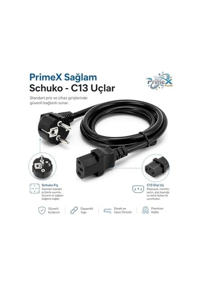 Px-p418 1.5 Metre Lüks Power Kablosu, 3x1.5mm Kalın Full Bakır Psu Güç Kablosu, Pc Power Supply Monitör Mining Sistemleri İçin Siyah Enerji Kablosu