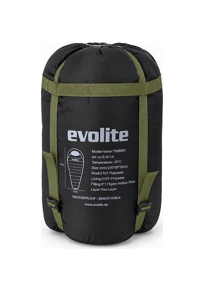 Evolite Timber -15 C Uyku Tulumu - Haki Sağ