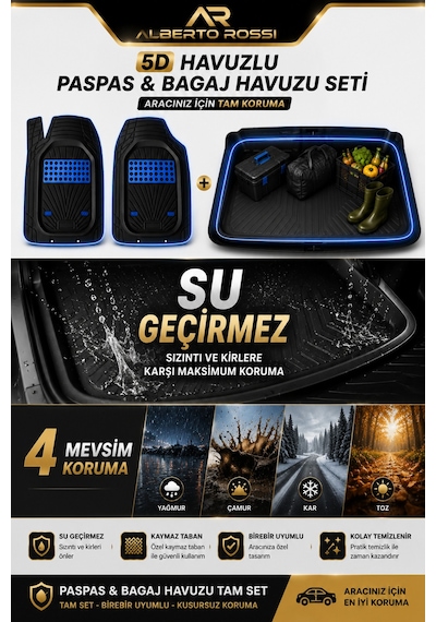 Chery Tiggo 8 Pro 2022+ Uyumlu Araca Özel 3d Bagaj Havuzu Ve Paspas Venüs Mavi