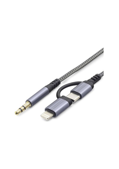 Type-c + Lightning To 3.5 Mm Ses Kablosu - Siyah Gj-027 Evimdeyokyok