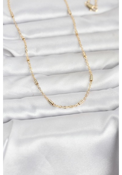Cm 14k Gold Renk Bar Zincir Model 60 Cm Kadın Kolye - Altın