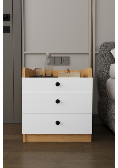 Modern 3 Çekmeceli Komodin Şifonyer %100 Mdf Çok Amaçlı Organizer Kmd01 Beyaz - Karına Modern 3 Çekmeceli Komodin Şifonyer %100 Mdf Çok Amaçlı Organizer Kmd01 Beyaz - Karına