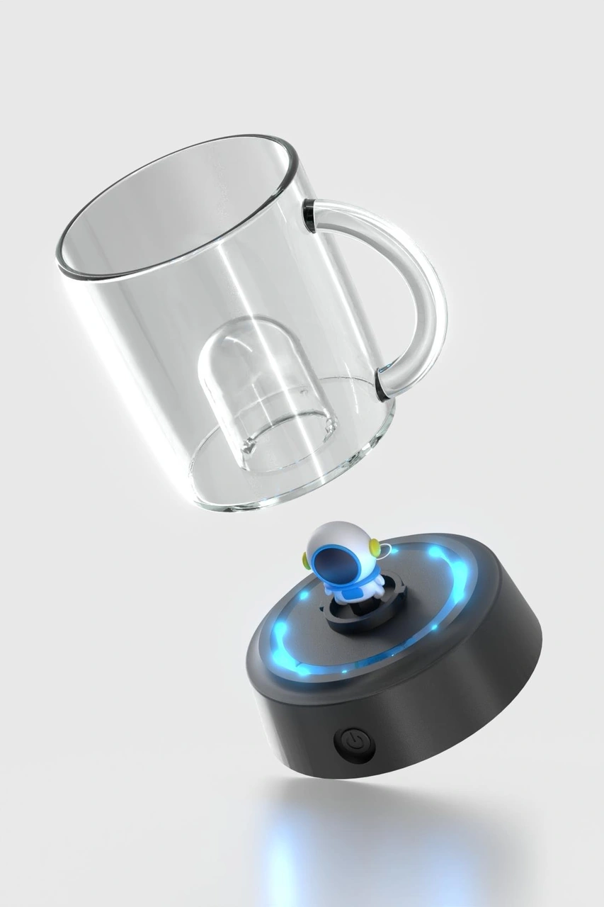 Renga Joy Astronot Figürlü 250 Ml Kulplu Mavi Led Işıklı Tritan Bardak 222061 Mavi