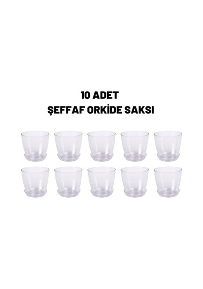 Orkide Saksısı Kristal Orkide Saksı 10 Adet 1,5 Litre Orkide Saksı Şeffaf Orkide Saksısı