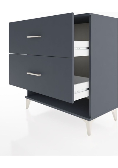 Hyperion Şifonyer 2 Çekmeceli 88x44x96 Antrasit-antrasit Antrasit