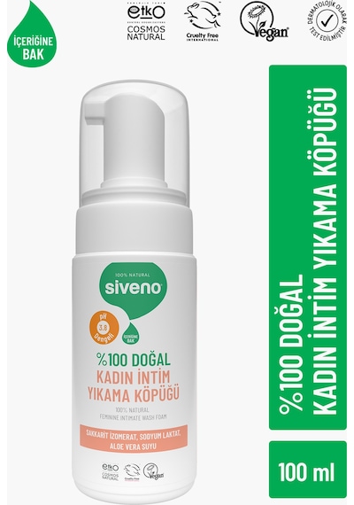 Siveno %100 Doğal İntim Yıkama Köpüğü Beyazlatıcı Etkili Koku Önleyici Ph 3.8 100 Ml