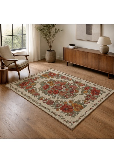 Kartela Halı Karabağ Halı Jüt Taban Dokuma Halı Bej - 180 X 270 Cm