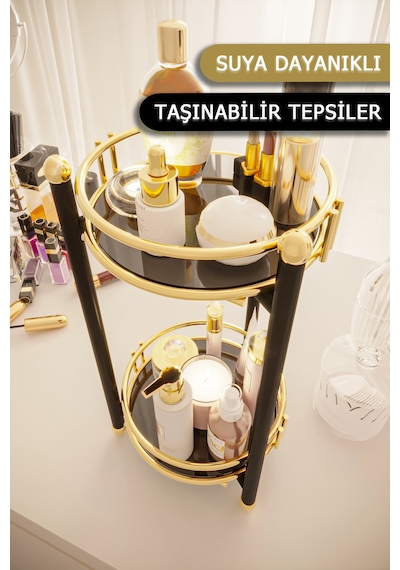 Bino Banyo Düzenleyici Çok Amaçlı Makyaj Takı Organizeri Siyah