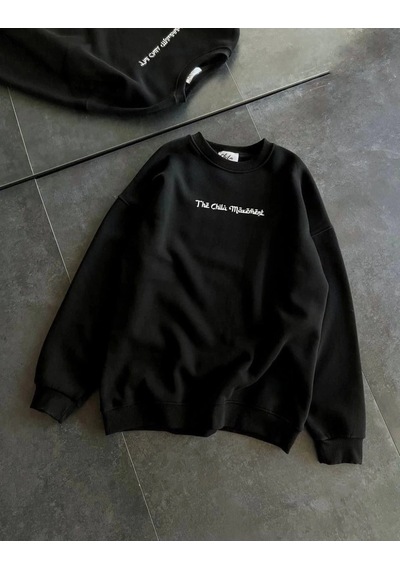 Freedom Store Kadın 3 İplik Pamuklu Bisiklet Yaka Baskılı Sweatshirt - Siyah