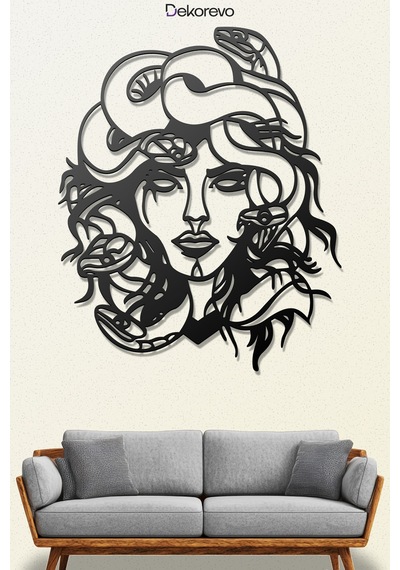 Medusa Metal Duvar Tablosu - Siyah - 60 X 75 Cm