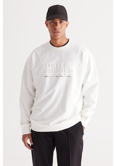 AC&Co / Altınyıldız Classics Erkek Ekru Oversize Bol Kesim Bisiklet Yaka Pamuklu Sweatshirt Ekru AC&Co / Altınyıldız Classics Erkek Ekru Oversize Bol Kesim Bisiklet Yaka Pamuklu Sweatshirt Ekru