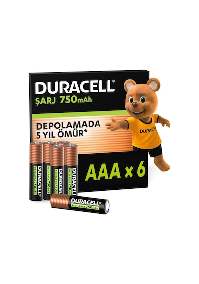 Duracell Şarj Edilebilir Aaa İnce Kalem Pil 6'lı Paket 750 Mah