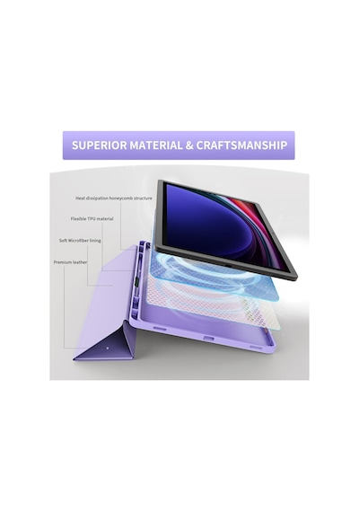 Undeplus Samsung Galaxy Uyumlu Tab S9 Fe Plus/s10 Plus/s9 Plus Kılıf Kalem Bölmeli Smart Case X610-16-810-18 X820 Kılıf