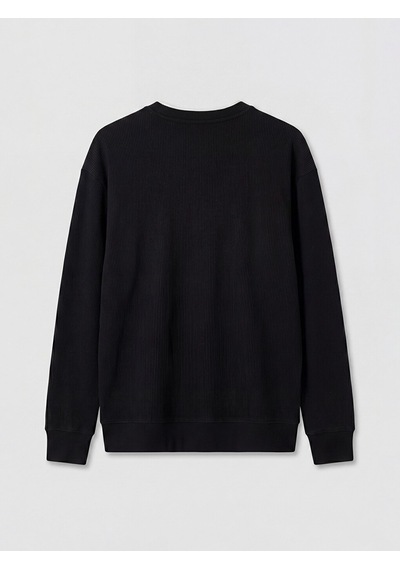 Lcw Vision Siyah Bisiklet Yaka Fitilli Erkek Sweatshirt