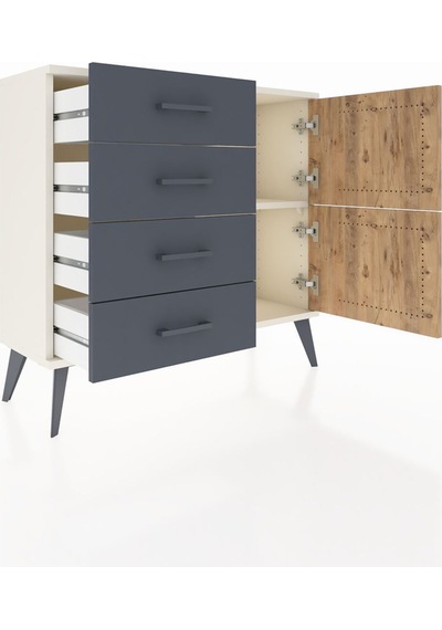 Arges Şifonyer Tek Raflı 4 Çekmeceli 2 Kapaklı 88x30x80 Aytaşı-çam/antrasit Çam/antrasit Arges Şifonyer Tek Raflı 4 Çekmeceli 2 Kapaklı 88x30x80 Aytaşı-çam/antrasit Çam/antrasit