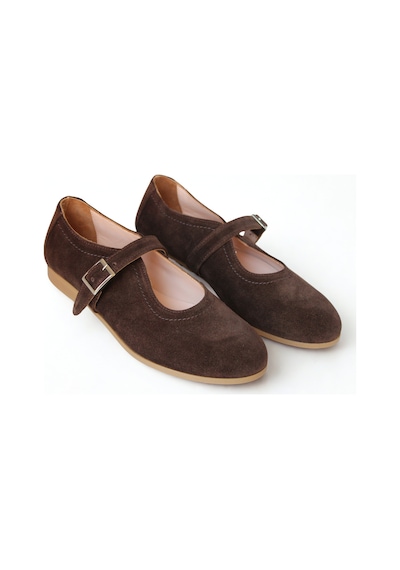 Ne&ve Shoes Kahve Süet Hakiki Deri Tokalı Babet Kahverengi