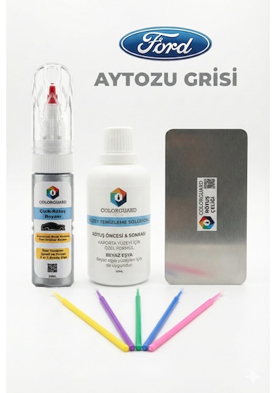 Ford Aytozu Grisi İğneli Ve Fırçalı 2 Si 1 Arada Rötuş Boyası Yüzey Temizleme Solüsyonu Profesyonel Ve Çapaksız Rötuş Çeliği 5'li Uygulama Çubuğu Seti