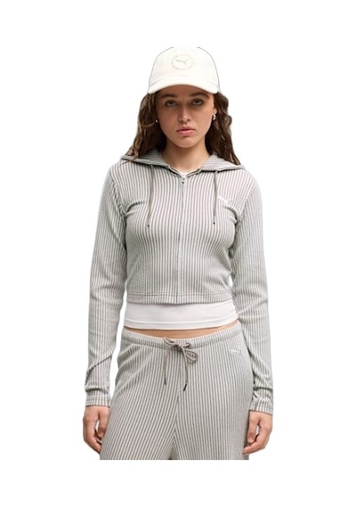 Puma Ess Ribbed Hoodie Kadın Sweatshirt 636669-81 Gri