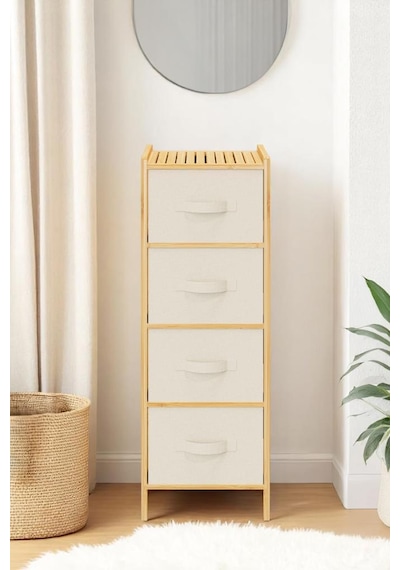 Digithome Bambu 4 Çekmeceli Dolap Organizer Çok Amaçlı Düzenleyici Şifonyer Db-0014