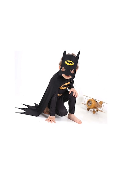 Batman Çocuk Kostümü - Maskeli Pelerinli Batman Kostümü Betmen