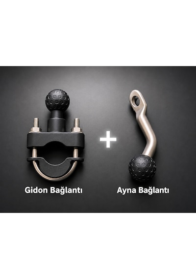 Titreşim Önleyicili Motosiklet Telefon Tutucu Ayna + Gidon Bağlantı