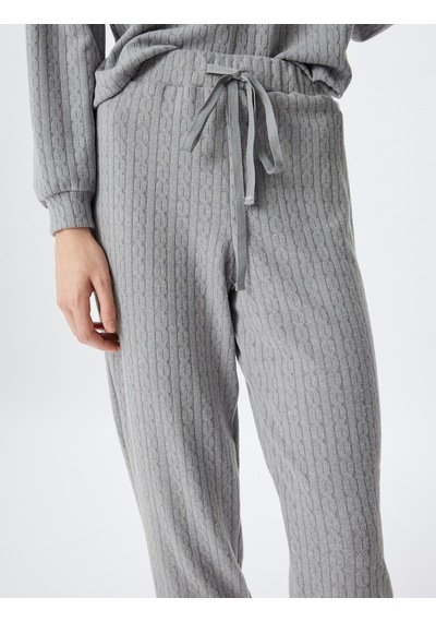 Koton Örme Jogger Pijama Altı Beli Lastikli Bağlamalı Rahat Kalıp Antrasit 5wlk40124mk Antrasit