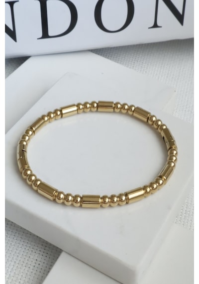 Kadın Çelik Bileklik Silindir Topçuk Model Kelepçe Bileklik Altın
