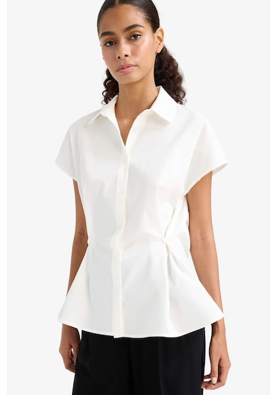 Defacto Fitted Poplin Kısa Kollu Gömlek F7313ax25auer85 Ekru