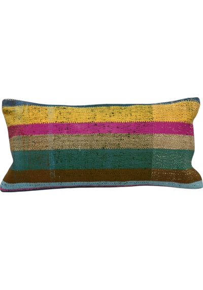 Zehra Abla Halı Yeni El Dokuma Dekoratif Lumbar Kilim Kırlent Yastık Kılıfı 6180