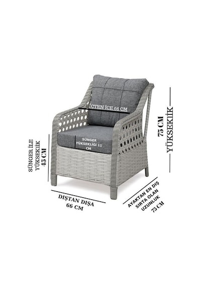 Petra Rattan 3 1 1 Masa 2puf Bahçe Balkon Mobilyası,vizon