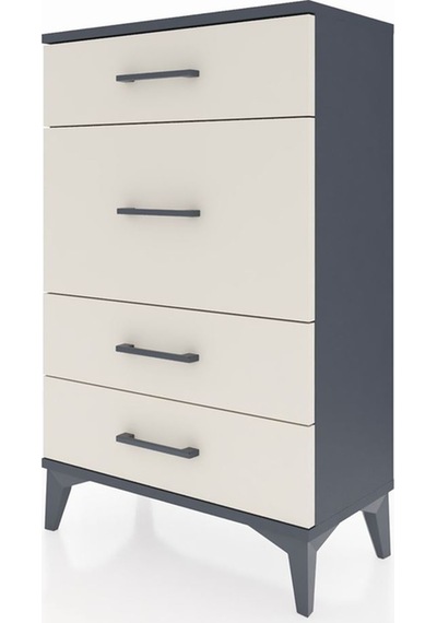 Arges Komodin 4 Çekmeceli 60x30x96 Antrasit-aytaşı Antrasit