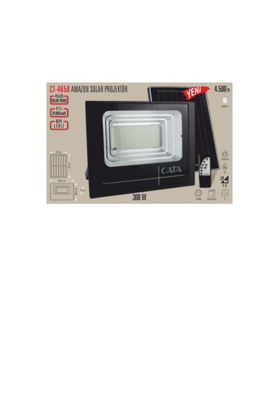 Ct-4650 300w Solar Led Projetör 1 Adet Beyaz Işık