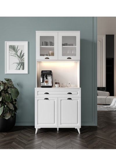 Guneystore Luna 93 Cm Ayaklı Kahve Köşesi Komple Mdf, Led Aydınlatmalı, Çok Amaçlı Mutfak Ve Airfryer Dolabı Beyaz Guneystore Luna 93 Cm Ayaklı Kahve Köşesi Komple Mdf, Led Aydınlatmalı, Çok Amaçlı Mutfak Ve Airfryer Dolabı Beyaz