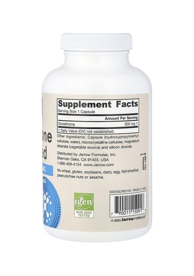 Jarrow Formulas, Vegan Glutathione Reduced, 500 Mg, 150 Veg Capsules