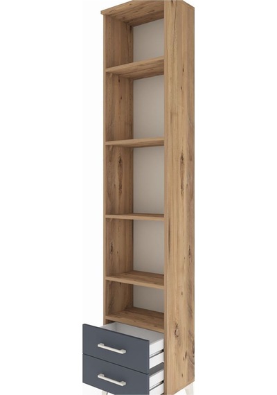 Arges Dolap 5 Raflı 2 Çekmeceli 44x30x221 Çam-antrasit Atlas Çam