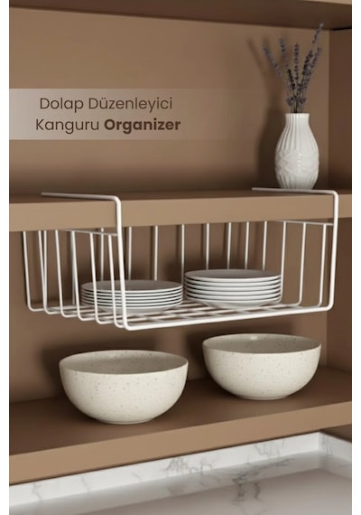 Dolap Düzenleyici Kanguru Organizer - Asılabilir Havlupan Düzenleyici Banyo Mutfak Düzenleyici Beyaz Beyaz